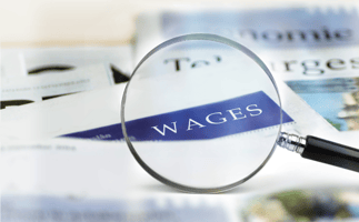 Title image for California Wage Payment Requirements showing a magnifying glass zooming in on the word 