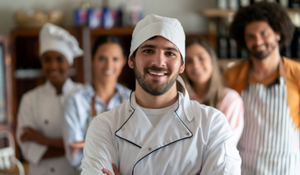 Title image for Restaurant Owner Do Not Miss Out On Employee Retention Tax Credit showing the main cook and staff of a restaurant.